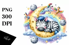 Colorful Baby Zebra Watercolor Splash Sublimation Clipart Product Image 3