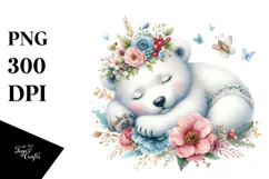 Sleeping Baby Polar Bear Whimsical PNG Product Image 1