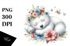 Sleeping Baby Polar Bear Whimsical PNG Product Image 1