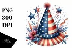 Watercolor Vintage Party Hat, USA Flag | Sublimation | Product Image 3