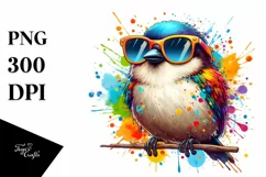 Artistic Bird in Sunglasses, Colorful Quirky Product Image 1
