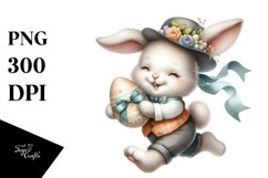 Bunny with Vintage Hat Running PNG Product Image 1