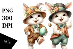 Bunny with Vintage Hat Running PNG Product Image 1