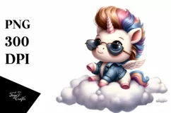 Watercolor Baby Unicorn Hero | Clipart Product Image 3