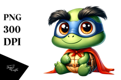 Cute Turtle in Superhero Cape PNG Product Image 1