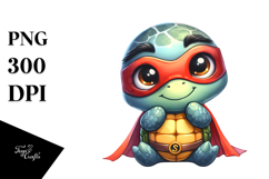 Cute Turtle in Superhero Cape PNG Product Image 1