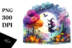 Halloween Witch Scene | Sublimation | Clipart Product Image 1