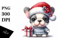 Expressive Baby French Bulldog Dressed for Winter, PNG Product Image 3
