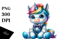 Cute Unicorn with Cool Haircut PNG Product Image 1