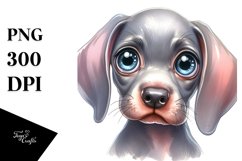 Lateral Baby Weimaraner Caricature-Like with Flowers Product Image 1