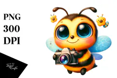 Goofy Baby Bee Holding Camera PNG Product Image 1