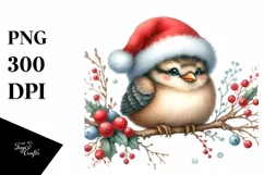 High Baby Bird with Santa Hat PNG Product Image 1