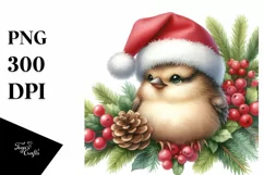 High Baby Bird with Santa Hat PNG Product Image 1