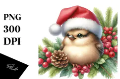 High Baby Bird with Santa Hat PNG Product Image 1
