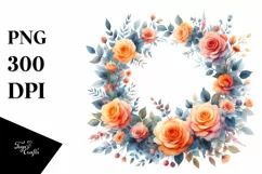Watercolor Abstract Vibrant Whreath with Orange Roses Product Image 3