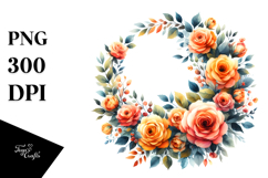 Whreath with Orange Roses | Sublimation Clipart Product Image 1