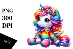 Cute Baby Unicorn Sitting PNG Product Image 1