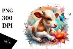 Colorful Baby Cow with Fairy Dust PNG Product Image 1