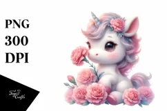 Cute Baby Unicorn Carnation | Clipart Product Image 1