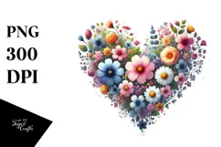 Heart Made of Spring Flowers PNG Product Image 1