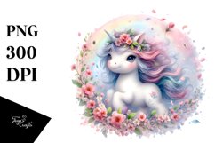 Cute Baby Unicorn Spring Petals Clipart Product Image 3