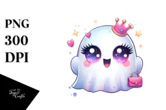 Funny Silly Cute Ghost with Glam Accessories PNG Product Image 1