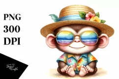 Colorful Cute Baby Monkey with Sun es and Sun Hat | Product Image 3