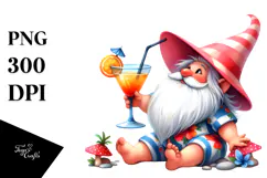 Whimsical Gnome with Cocktail, Transparent PNG Product Image 1