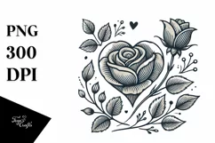 Vintage Heart with Roses PNG Product Image 1