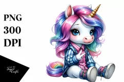 Cute Unicorn with Cool Haircut PNG Product Image 3