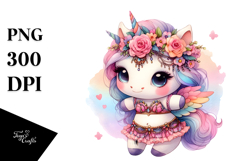 Colorful Baby Unicorn with Belly Dancer&#039;s Outfit PNG Product Image 1