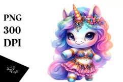 Colorful Baby Unicorn with Belly Dancer's Outfit PNG Product Image 1