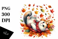 Colorful Cat Autumn Leaves PNG Product Image 1