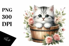 Watercolor Cute Baby Cat PNG Product Image 3
