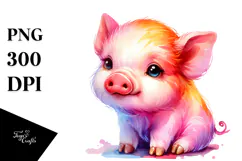 Cute Baby Pig in Style, PNG Product Image 1
