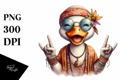 Washed Watercolor Boho Funny Cute Duck Smiling Product Image 3