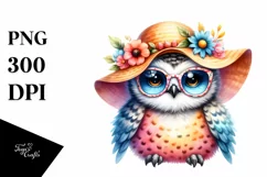 Cute Baby Owl with Sun es and Sun Hat | Clipart Product Image 3