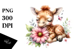 Cute Baby Giraffe with Big Eyes Digital PNG Product Image 1