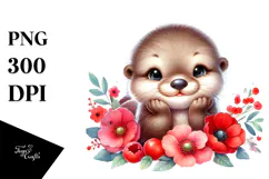 Colorful Baby Otter Sleeping | Sublimation Clipart Product Image 1