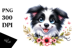 Happy Cartoon Border Collie Baby PNG Product Image 1