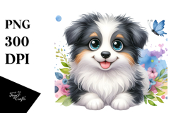 Happy Cartoon Border Collie Baby PNG Product Image 1