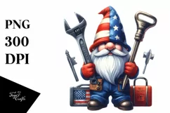 Detailed Watercolor Patriotic Locksmith Gnome USA Product Image 1
