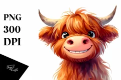 Funny Highland Cow Portrait, PNG Product Image 3