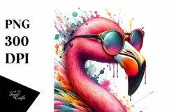 Colorful Flamingo with Sunglasses, Quirky Art Product Image 3