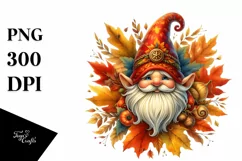 Autumn Gnome Watercolor, PNG Product Image 1