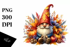 Autumn Gnome Watercolor, PNG Product Image 3