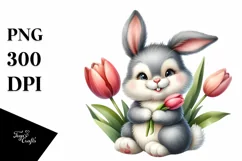 Easter Bunny Flower, Clipart |T-shirt, Mug PNG Product Image 8