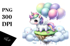 Cute Baby Unicorn Floating PNG Product Image 1