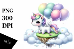 Cute Baby Unicorn Floating PNG Product Image 1