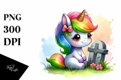 Cute Baby Unicorn Grave Stile Clipart Product Image 1